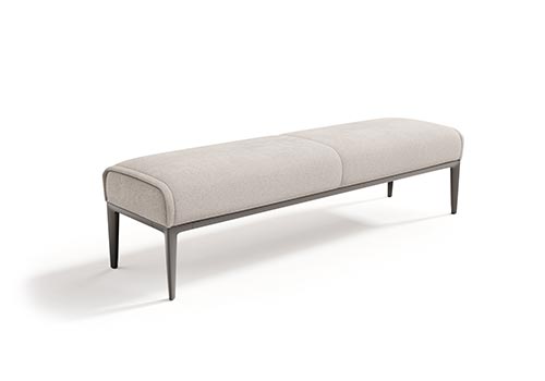 banco blanco textil ocn patas en metal satinado