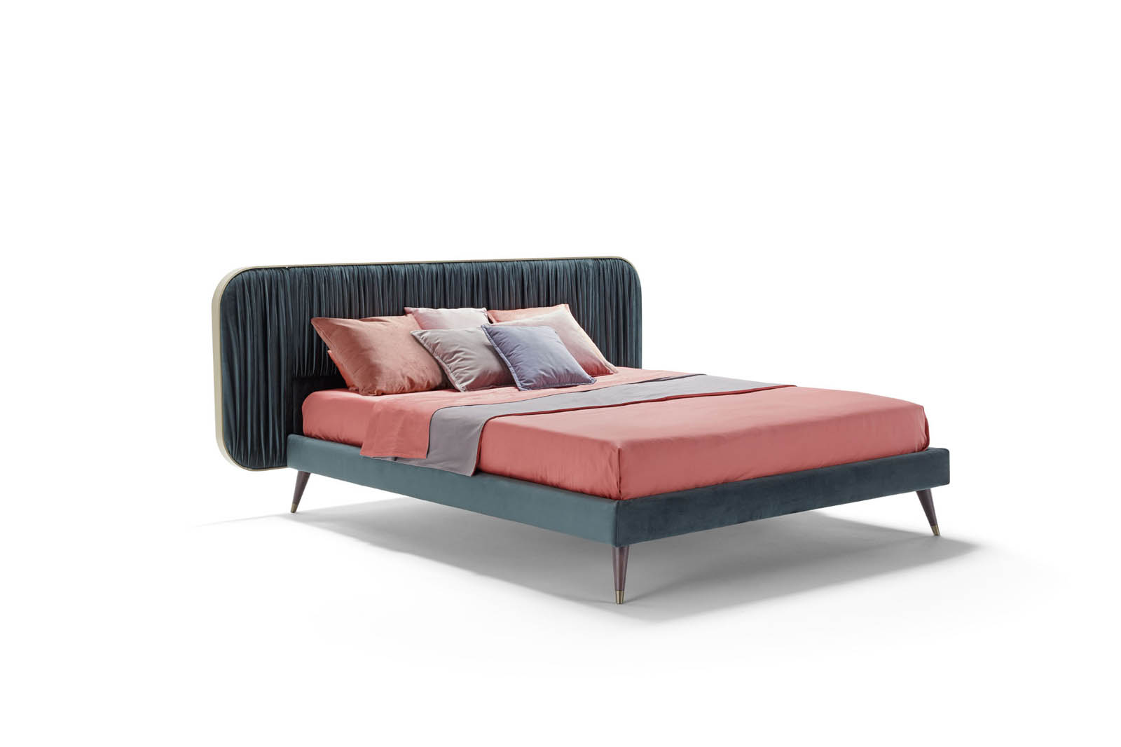 cama texil minimalista con patas