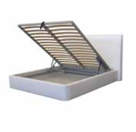 cama textil blanca con contenedor