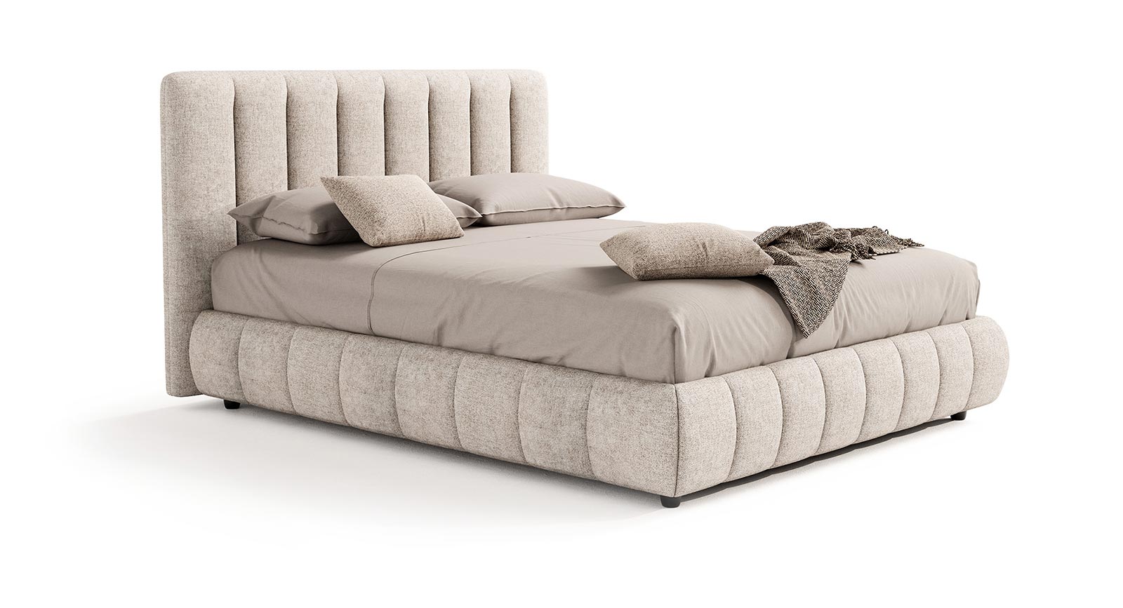 cama premium blanca con costuras en rayas