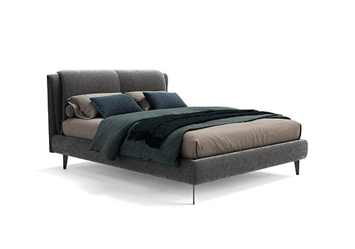 base tapizda para cama con cabecero textil moderno con pliegues