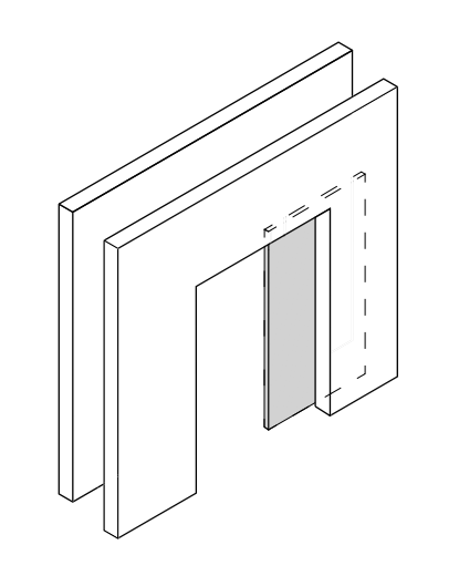 Esquema de puerta corredera lacada