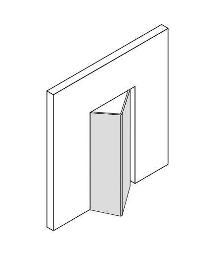 axonometría de una puerta plegable