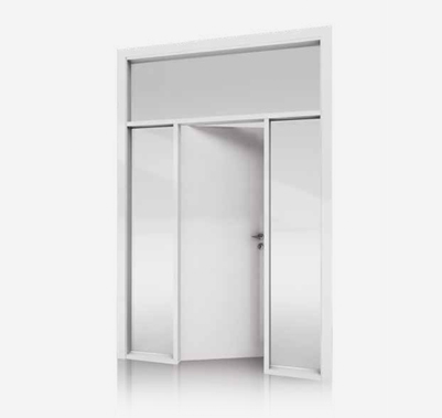 puerta acristlada para comedor con vidrio a los lados